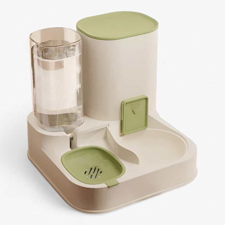 Automatic pet feeder & water dispenser system for cats & dogs, 3.8L large capacity, grey & white design