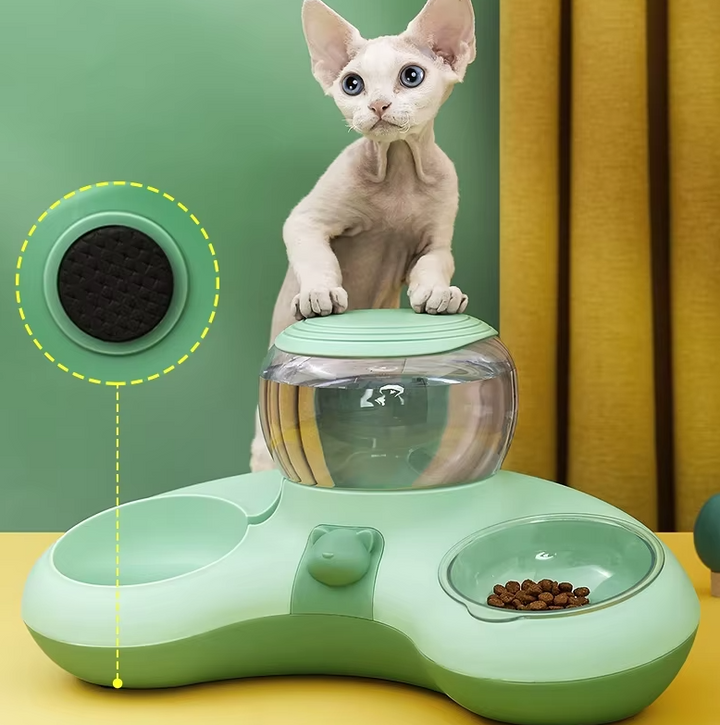 Automatic pet feeder with water dispenser, non-slip base for cats & dogs, 3-in-1 pet care solution