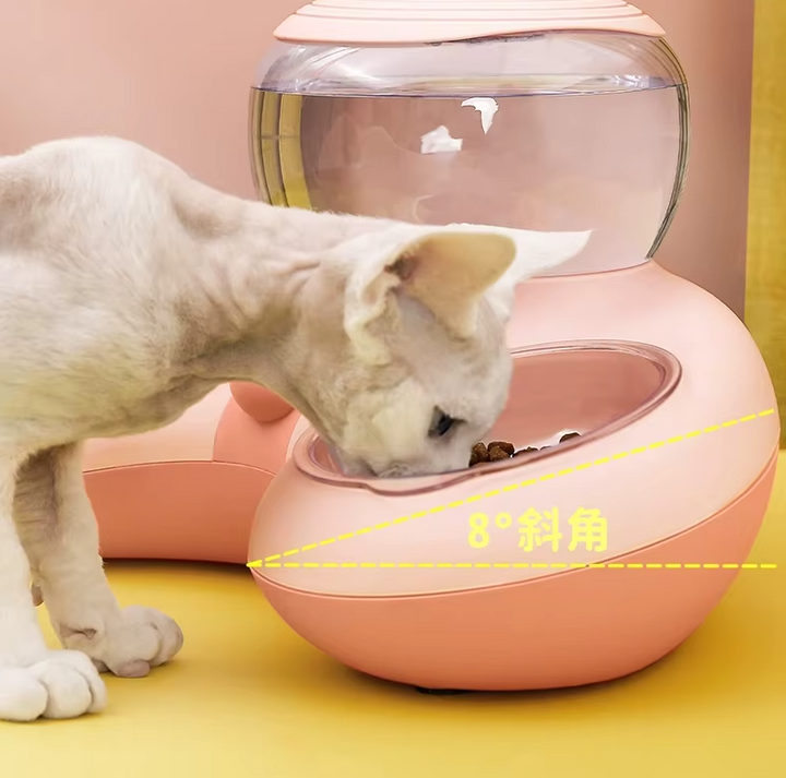 Convenient automatic pet feeder with non-slip bowl and water dispenser; keeps pets fed and hydrated.