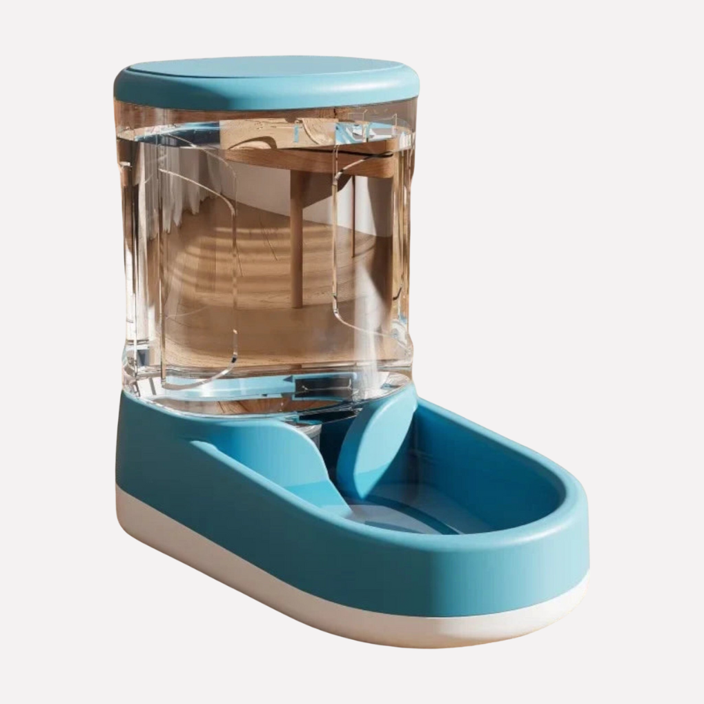 New4 automatic pet food dispenser with clear water bottle, ensuring fresh pet food and water.