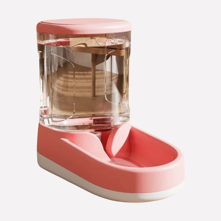 Pet feeder and water dispenser combo, automatic pet accessory for cats and dogs, easy refill.