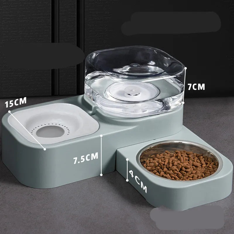 Automatic pet water dispenser with large bottle and food bowl, essential pet supplies