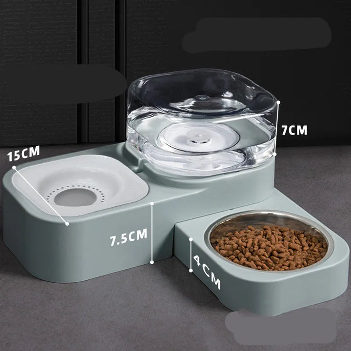 Automatic pet water dispenser with large bottle and food bowl, essential pet supplies
