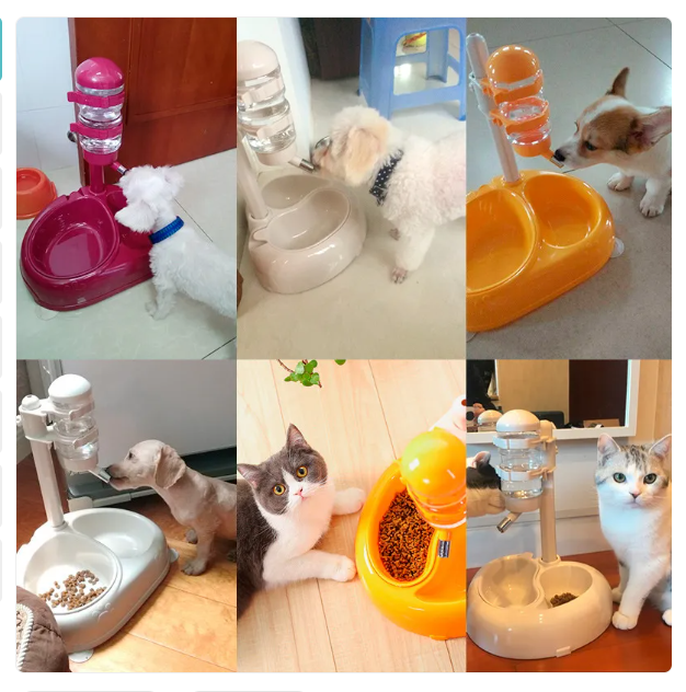 Automatic pet food & water dispenser for dogs & cats, dual tank feeding solution for home pet care convenience
