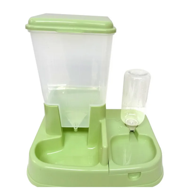 Pet supplies: automatic double bowl food and water dispenser, ensures pets stay fed and hydrated