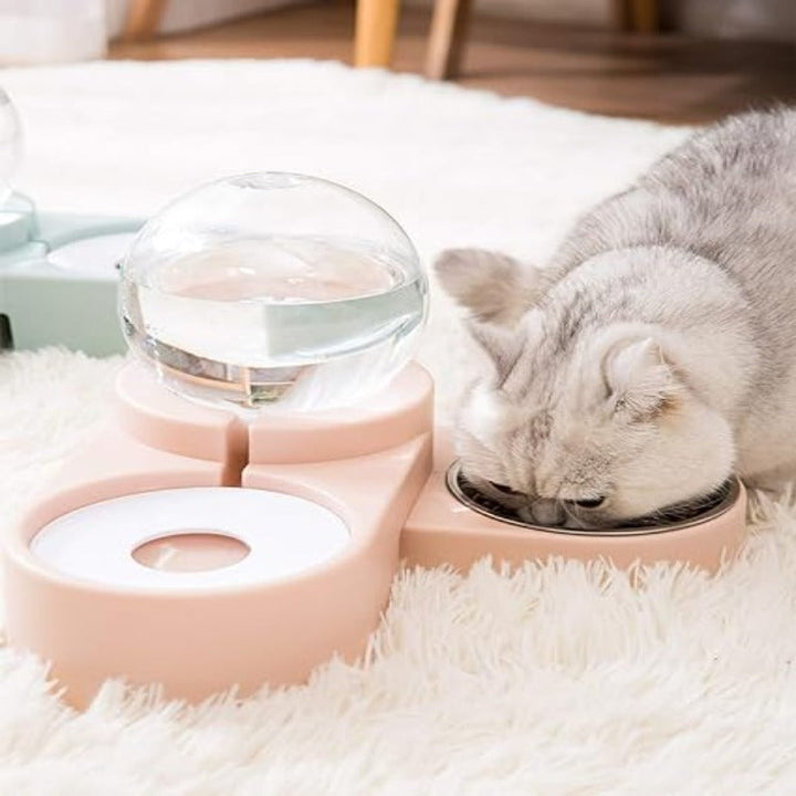 Gravity pet feeder and water dispenser, large capacity for dog and cat food and hydration