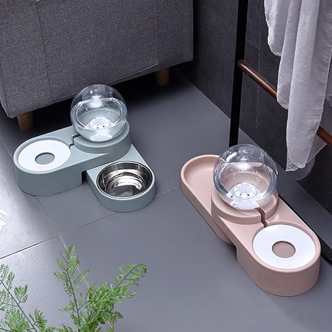 Convenient pet food bowl and water dispenser combo, ideal for small to large cats and dogs