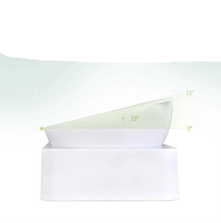 Compact automatic pet feeder for small dogs, featuring transparent water bottle and food hopper.