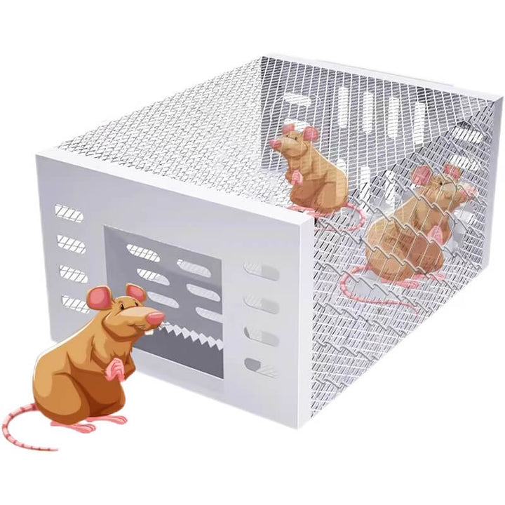 Close-up of innovative reusable rat trap mechanism for humane and efficient pest control in homes