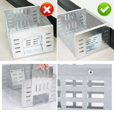 Automatic rat trap for pest control, highlighting its reusable design and effectiveness against rodents