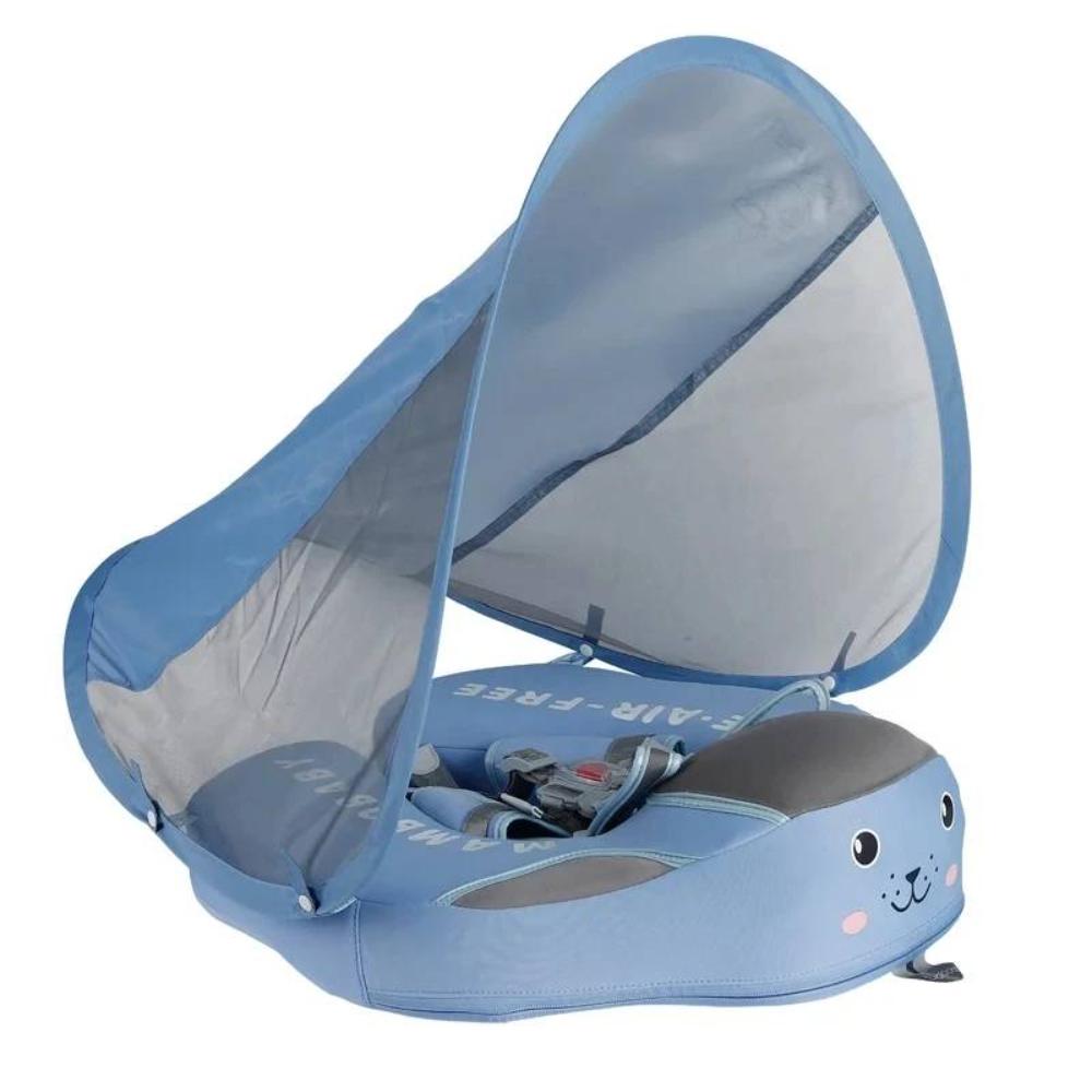 Baby swim float with removable sun canopy for UV protection, ensuring safe water fun for infants & toddlers.