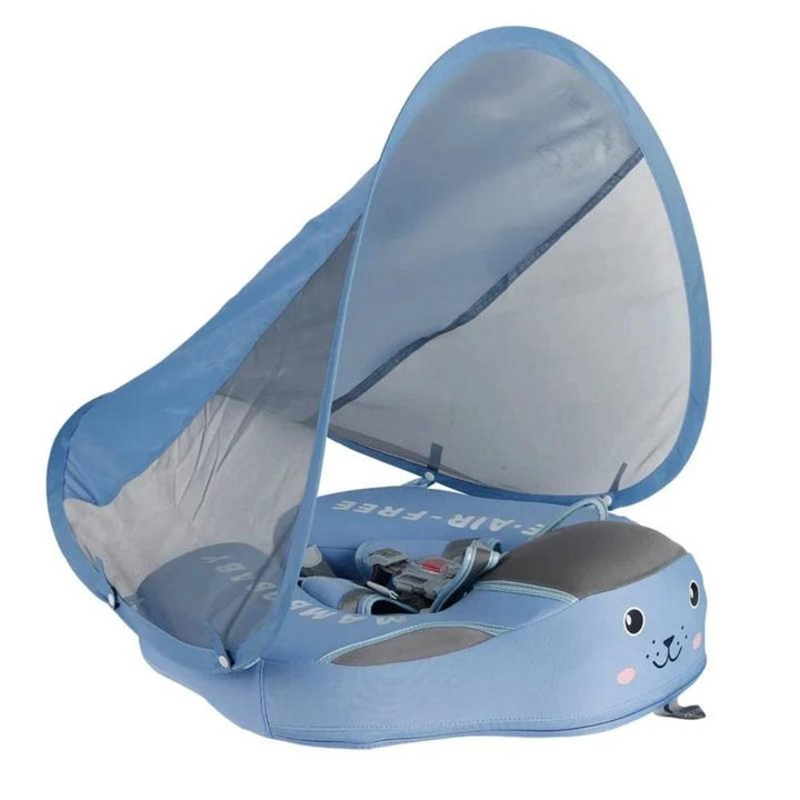 Baby swim float with removable sun canopy for UV protection, ensuring safe water fun for infants & toddlers.