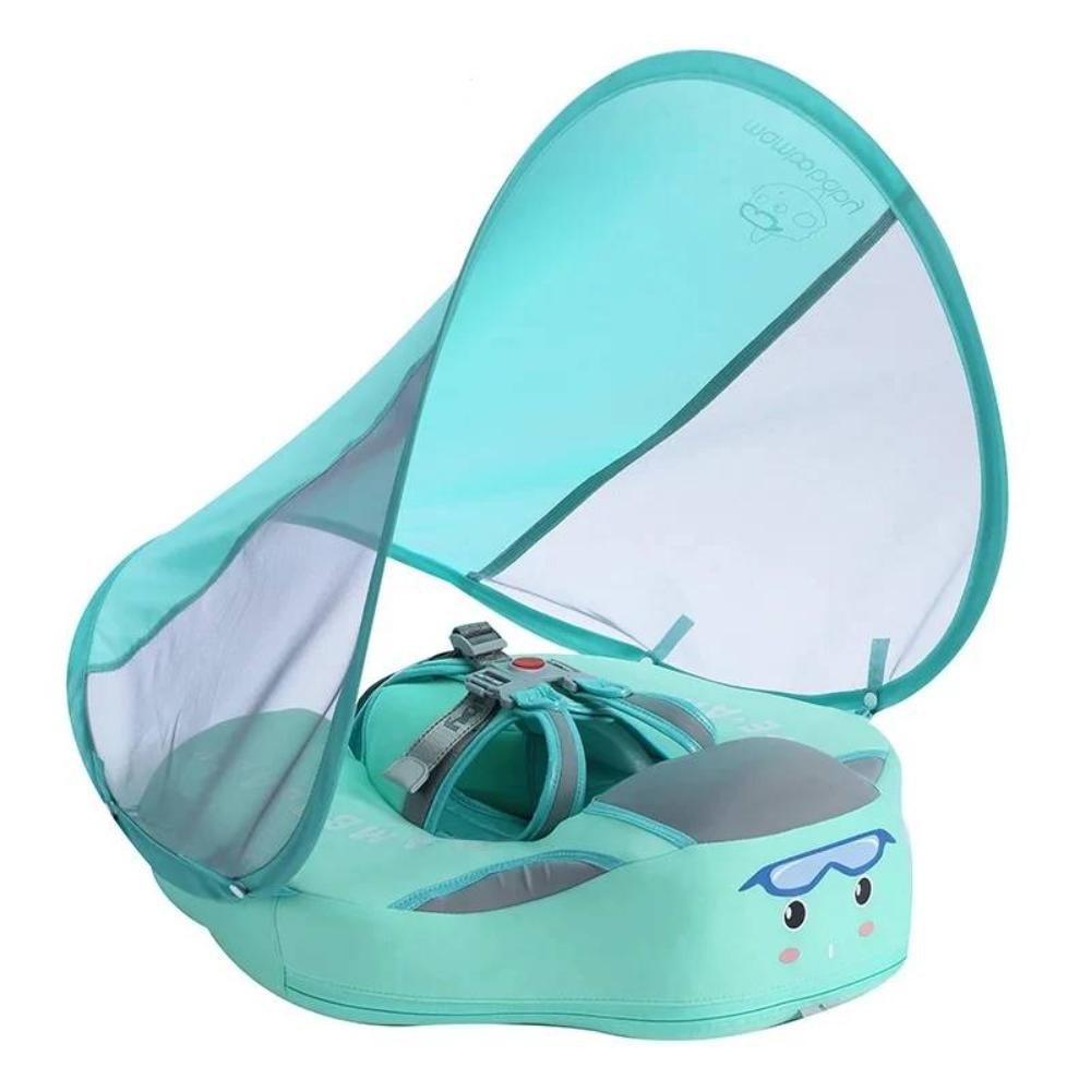Kids baby swim float with sun protection canopy, a pool essential for safe and fun summer water activities.