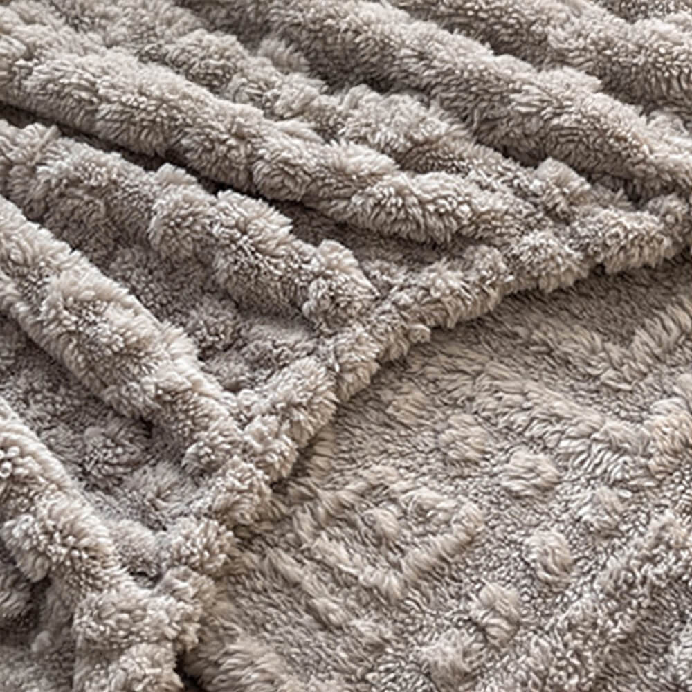 Premium bedding: warm milk velvet fitted sheet & pillowcase with detailed baroque embossing. Soft & inviting.