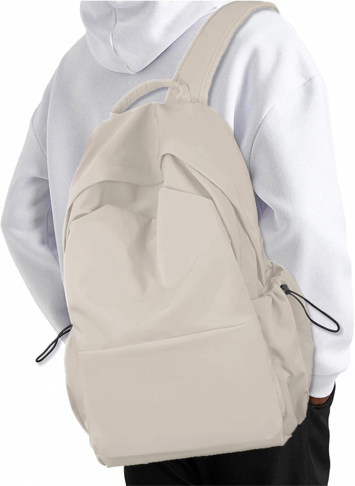 Beige lightweight travel & laptop backpack with organizer pockets for daily commute.
