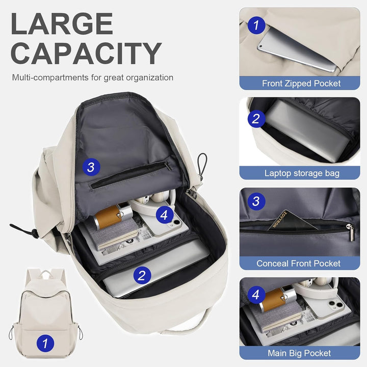Lightweight black laptop backpack with dedicated sleeve, ideal for students.