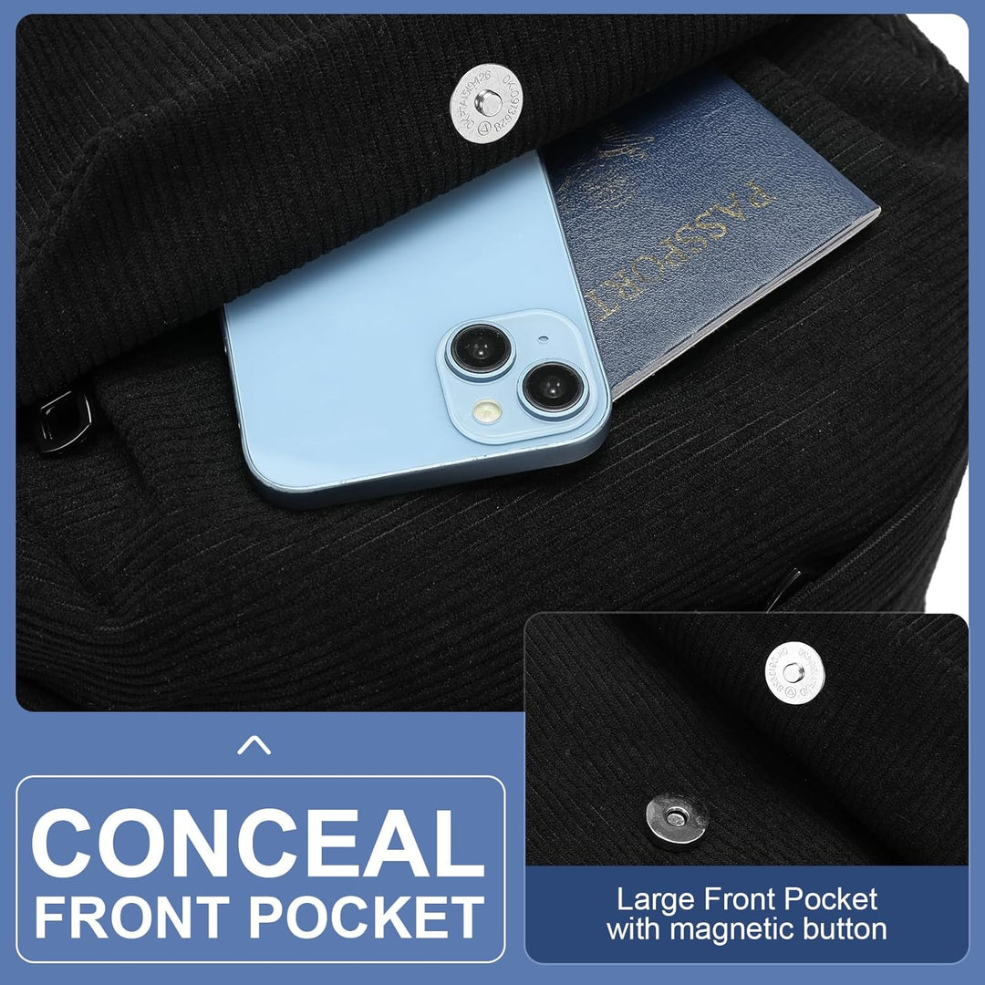 Stylish black water-resistant travel backpack for organized daily use.