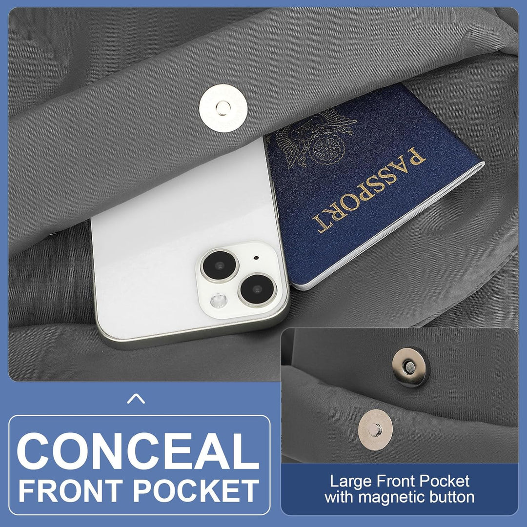 Organized black daypack, perfect for lightweight travel & daily errands.