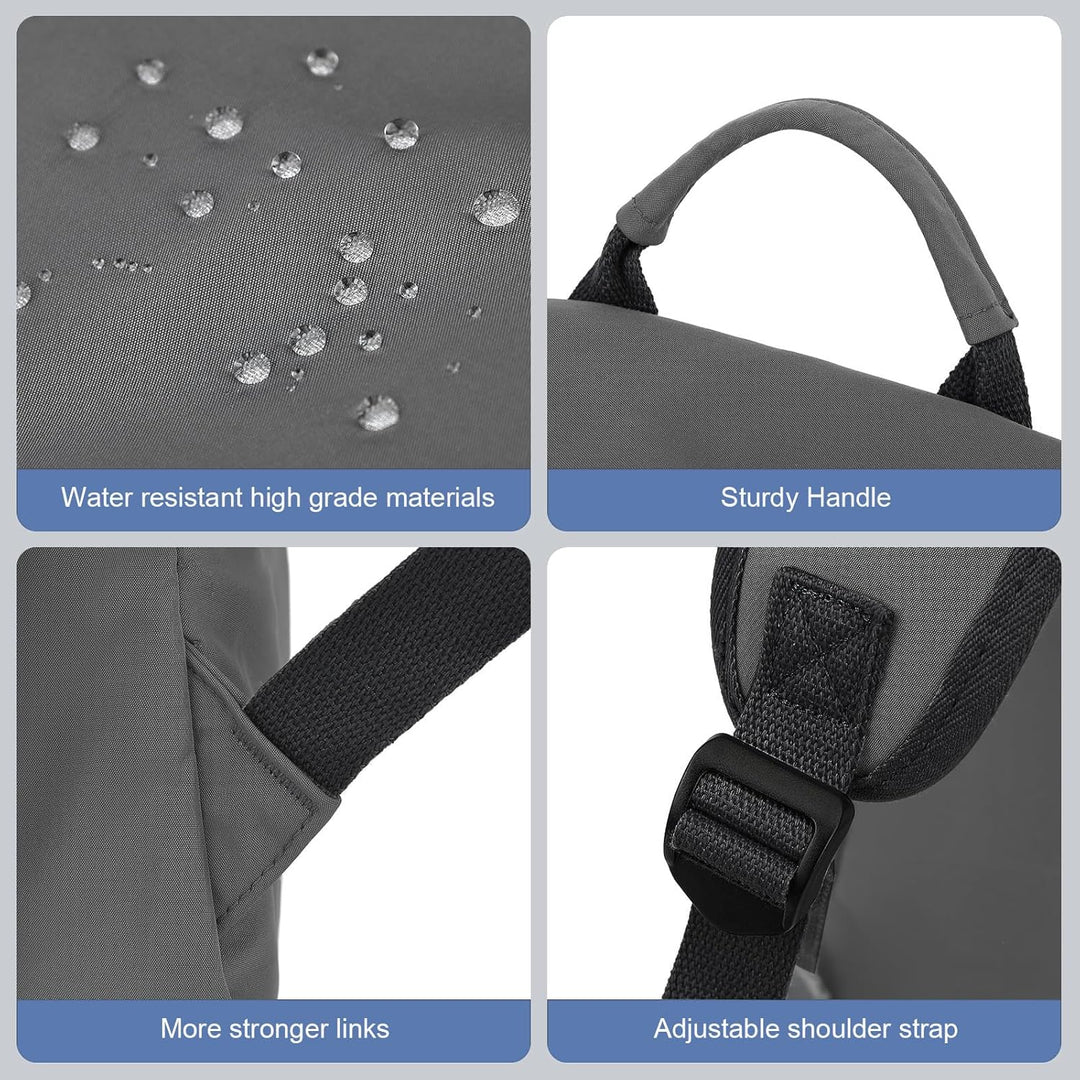 Padded straps black lightweight laptop backpack for comfortable carry.