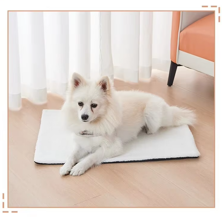 Beige self-warming pet blanket for cats and dogs, soft and washable pet bed comfort