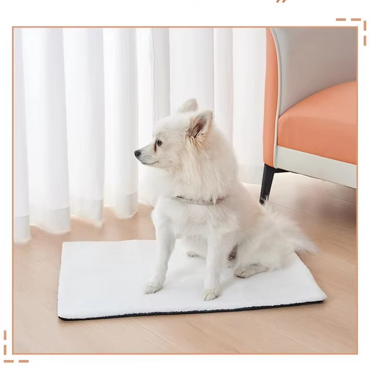 Unfolded beige self-warming pet blanket showcasing its generous size for pet comfort, machine washable
