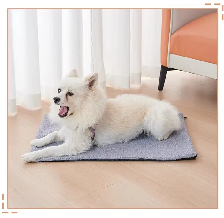 Beige self-warming pet blanket rolled up, compact and portable for pet travel or home comfort