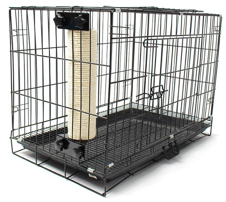 Wall-mounted beige cat scratcher roller, perfect for cats to play and scratch.