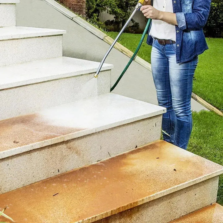 Powerful high-pressure washer spray nozzle for effortless car wash & outdoor home cleaning.