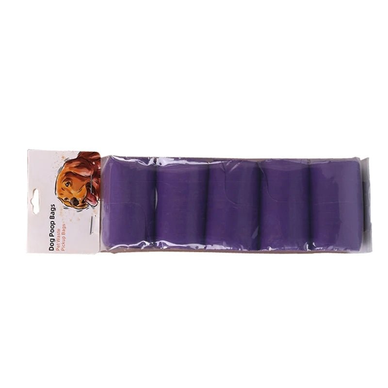 Roll of unscented compostable dog waste bags with handles, essential pet supplies for responsible dog owners