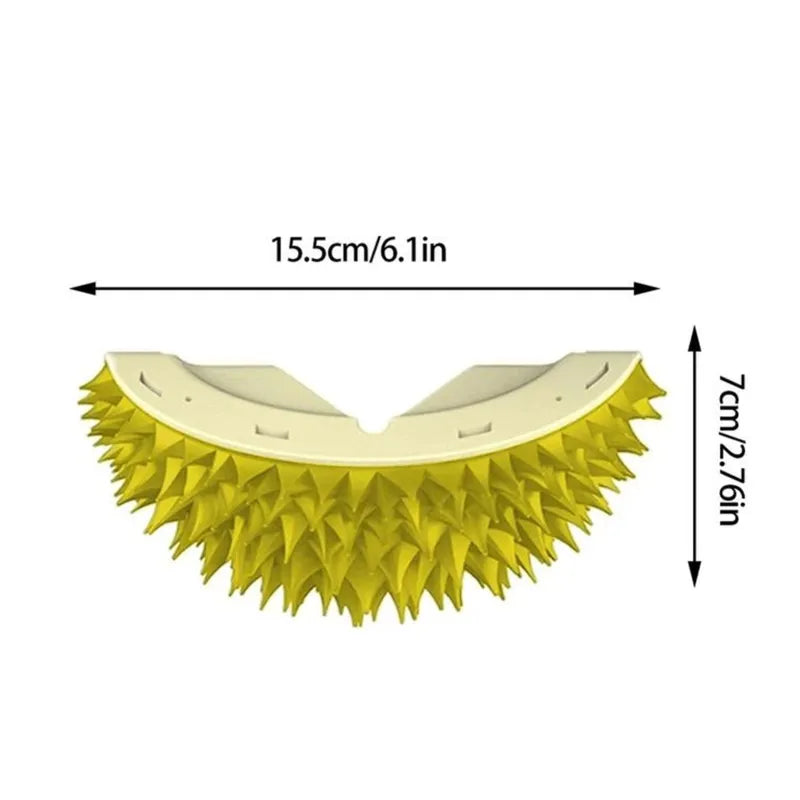 Gentle cat grooming brush with soft-tipped needles, perfect for everyday pet care.