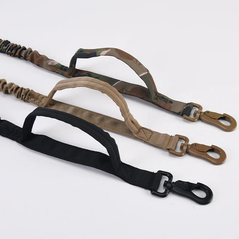 Military-style dog leash with comfortable padded handle, designed for strong dogs and outdoor adventures.