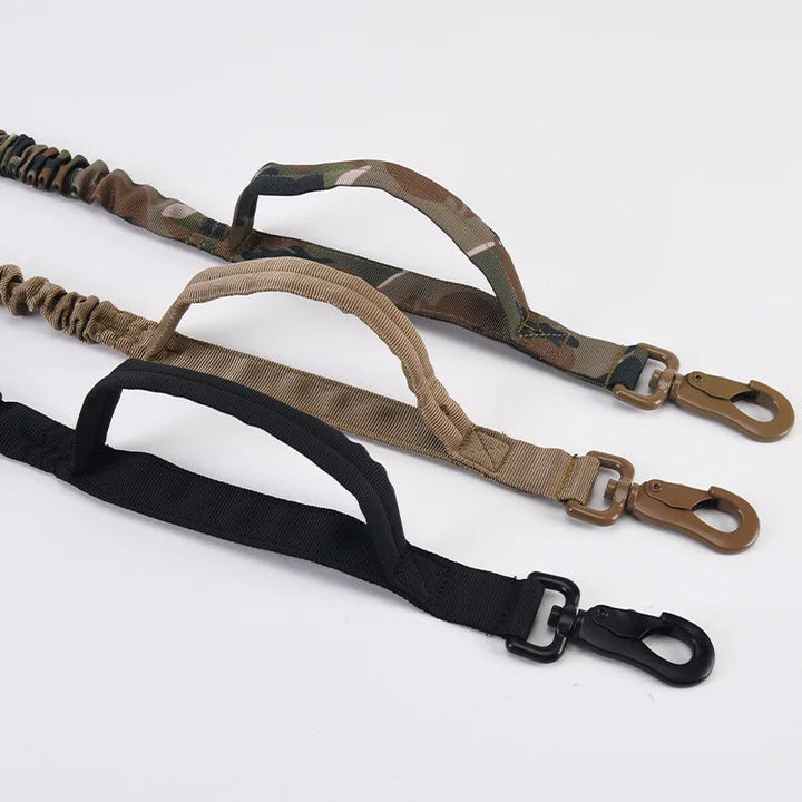 Military-style dog leash with comfortable padded handle, designed for strong dogs and outdoor adventures.