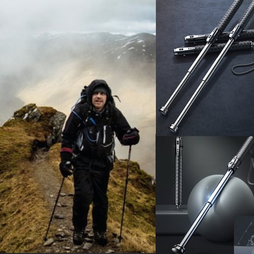 Adjustable black walking stick with one-button release, ideal for elderly care, mobility support & recovery.