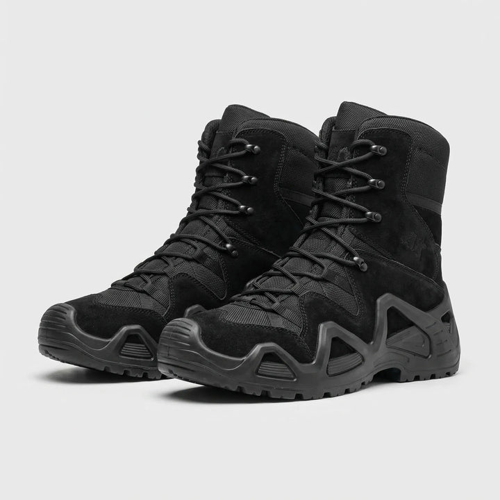 Rugged black men's tactical boots built for extreme durability, perfect for demanding outdoor and work environments.