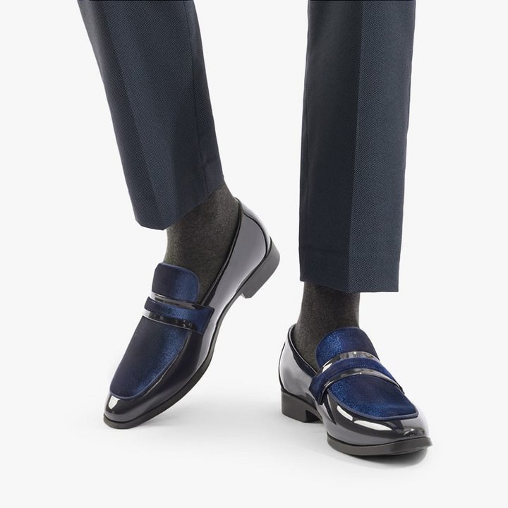 Stylish men's dress loafers in various colors (black, navy, brown) for formal & special occasions.