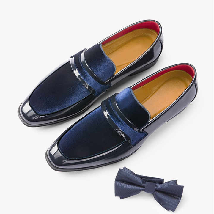 Men's formal evening wear loafers, sleek design in black leather for a sharp and elegant look.