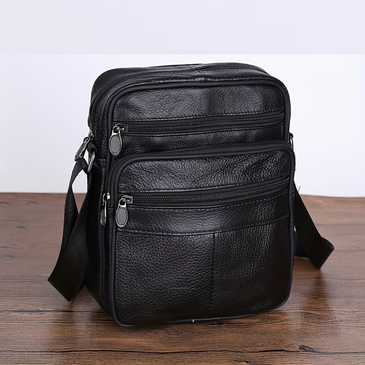 Black men's stylish crossbody shoulder bag with adjustable strap for everyday carry.