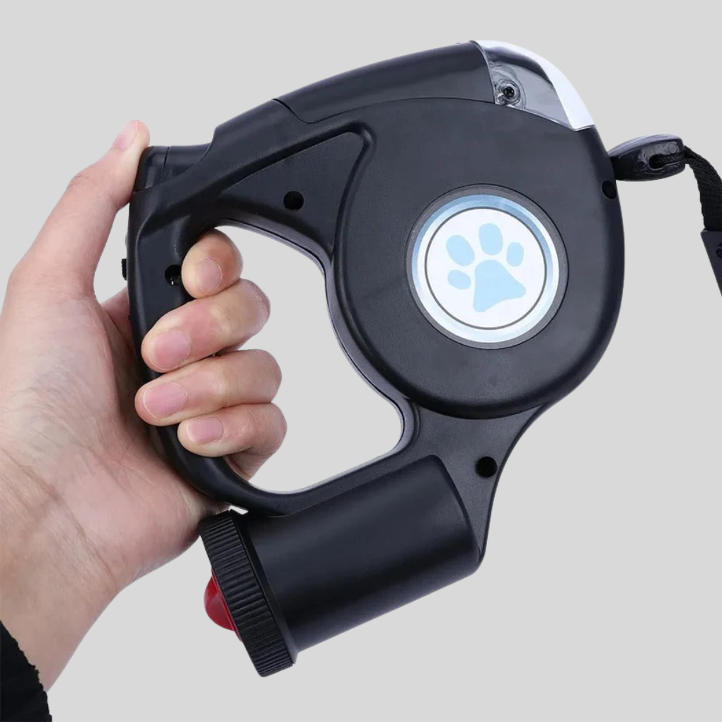 Rechargeable LED dog leash for safe night walks, highlighting pet safety and outdoor dog gear.