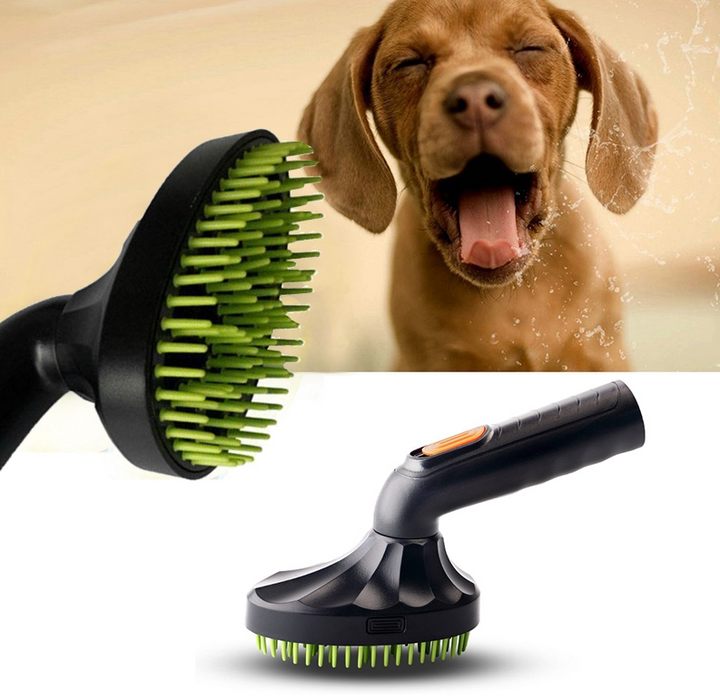 Black pet hair vacuum attachment with silicone bristles for effective dog and cat hair removal.