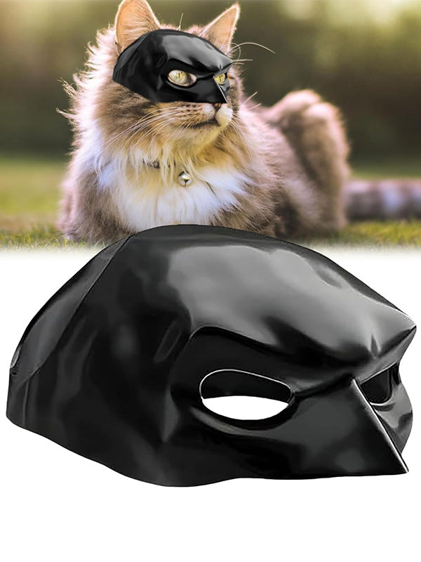 Black pet superhero bat mask for cats and small dogs