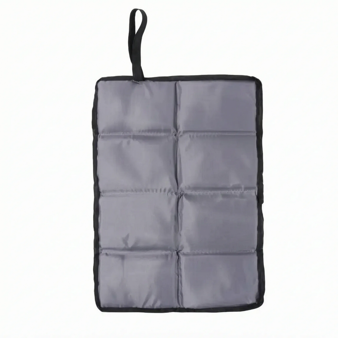 Travel-friendly black folding seat pad. Ultra-light outdoor cushion for camping, hiking, and backpacking.
