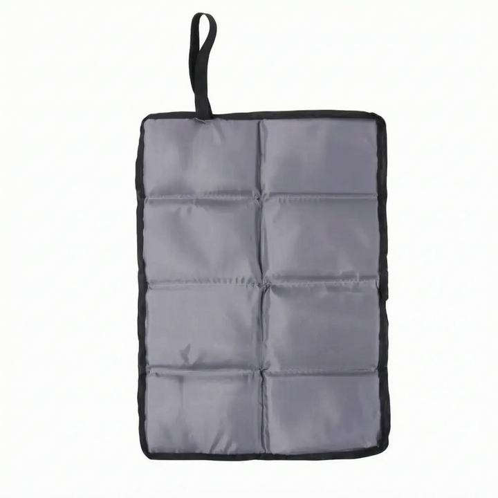 Travel-friendly black folding seat pad. Ultra-light outdoor cushion for camping, hiking, and backpacking.