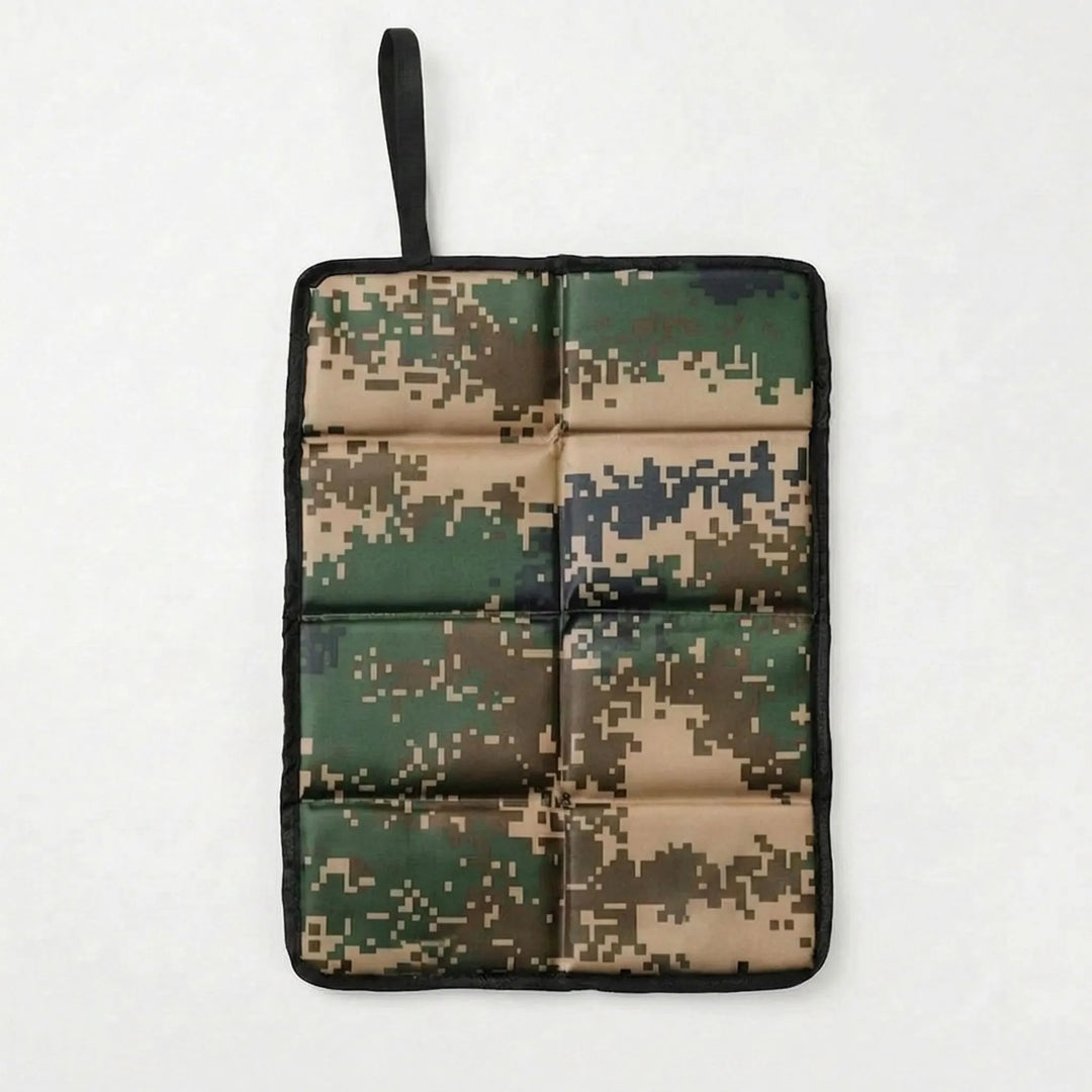 Versatile black portable seat pad. Foldable for easy transport on camping, hiking, and outdoor excursions.