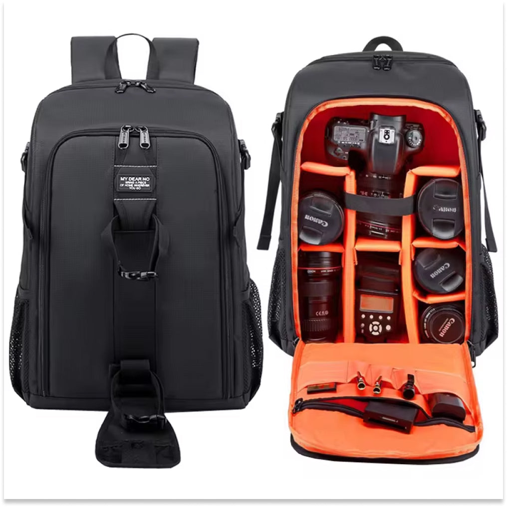 Professional photography gear bag, spacious & comfortable, designed for DSLR camera, lenses & accessories.