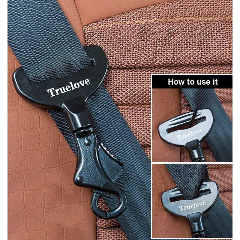 Durable pet restraint seat belt clip in black for safe dog car travel accessories