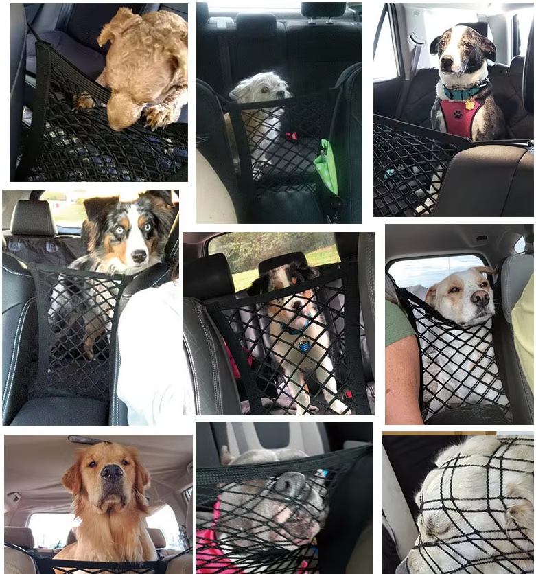 Tidy car interior with this black storage net, a practical auto accessory for small items