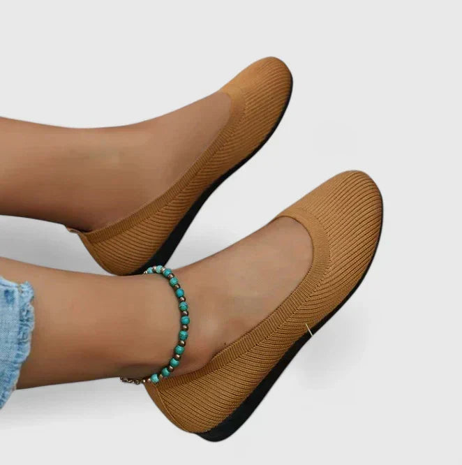 Comfortable women's orthopedic slip-on shoes in a neutral color, with arch support for daily posture.