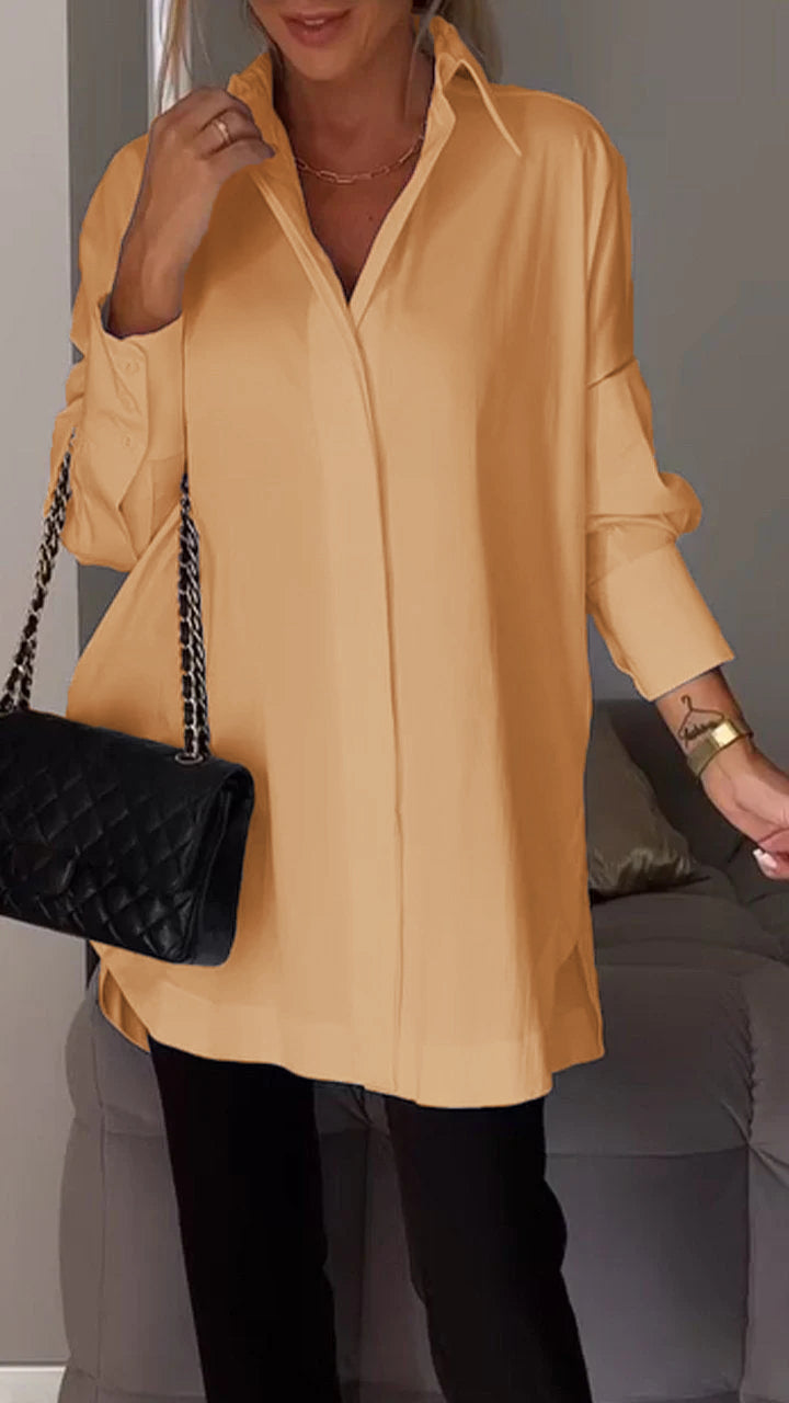 Blanca women's oversized collared blouse, a comfortable and stylish long sleeve top for modern fashion.