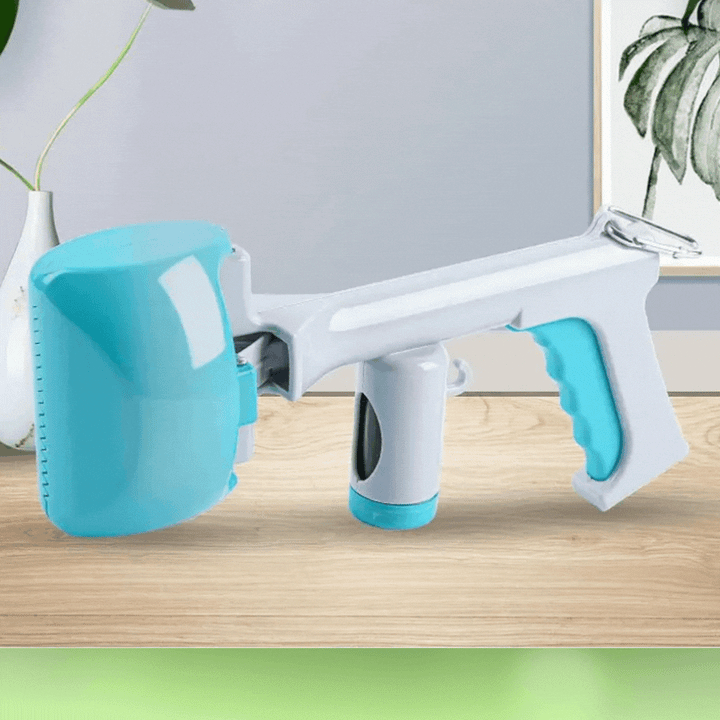 Blue hygienic dog waste picker with bag holder, essential pet supplies for clean dog walking.