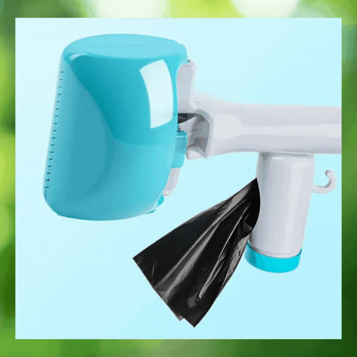 Efficient blue waste picker for dogs, designed for easy and hygienic pet waste disposal outdoors.